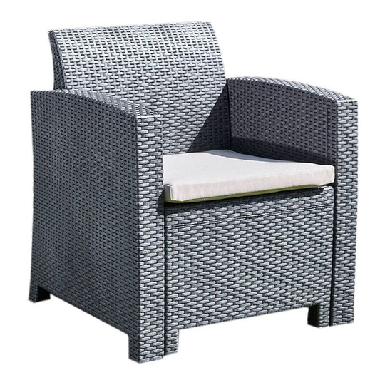 Rattan Effect Armchair Chair with Cushion - Outdoor Patio Garden Furniture - Black