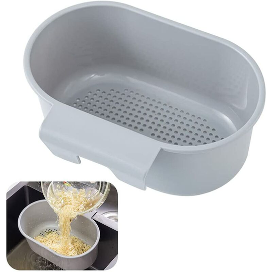 Sink Drain Strainer Basket, Multi-Function Sink Strainer Kitchen Food Collector for Filtering Kitchen Waste and Washing Vegetables and Fruits (Grey)