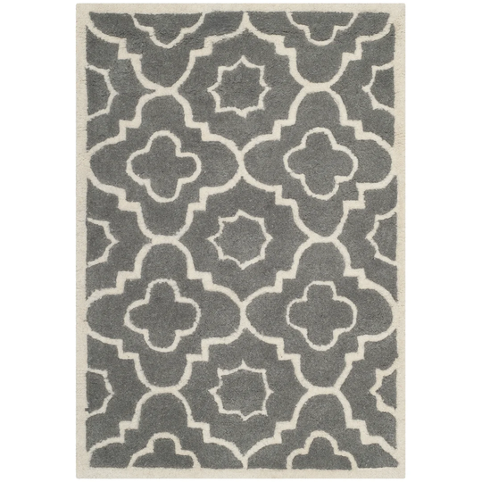 Lyme Regis Hand-Tufted Wool Dark Grey/Ivory Area Rug