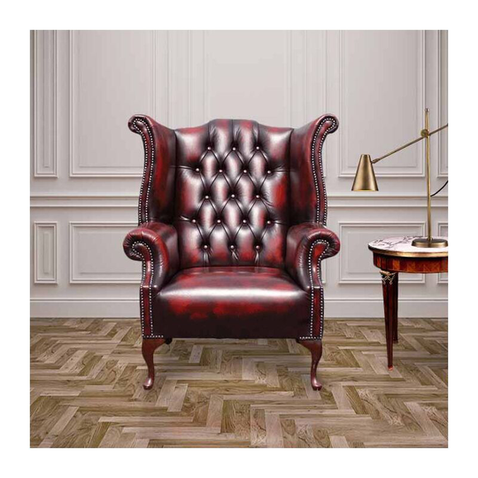 Antique Red Oxblood Chesterfield 1780 High back Wing chair Designersofas4u