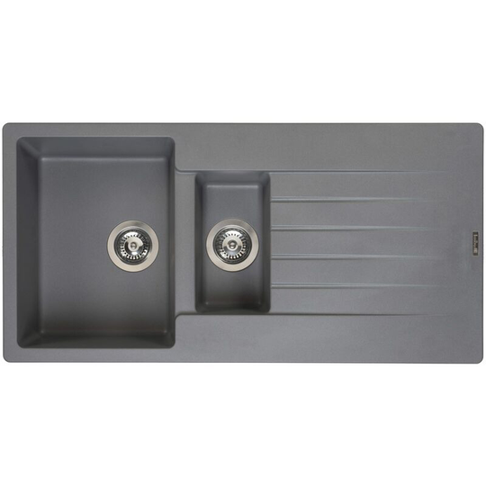 Reginox Harlem 15 Granite Single Bowl Kitchen Sink Grey Silver