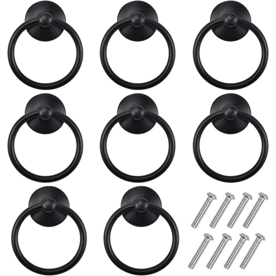 8pcs Drawer Handles, Vintage Kitchen Cupboard Knobs for Furniture, Small Round Antique Cabinet Pulls Metal Door Knobs for Bedroom