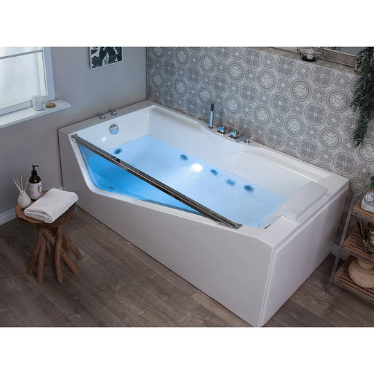 Iveta 1800mm x 900mm Back to Wall Whirlpool Bathtub with 6 jets