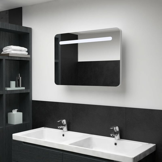 LED Bathroom Mirror Cabinet 80x11x55 cm - White