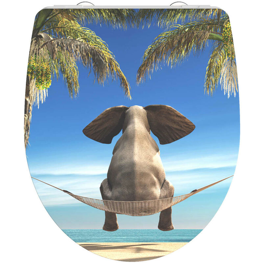 Duroplast High Gloss Toilet Seat with Soft-Close happy elephant schütte - Multicolour