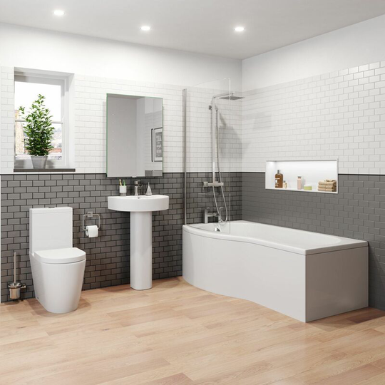 Bordeaux p Bathroom Suite - Left Hand - White