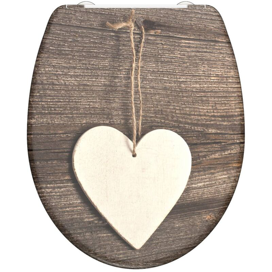 Duroplast Toilet Seat with Soft-Close wood heart Printed schütte - Multicolour