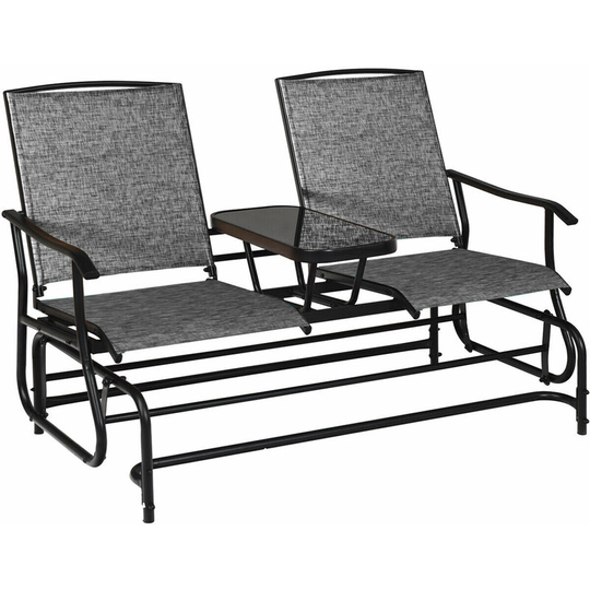 2 Seater Garden Swing Glider Lounge Chair Patio Rocking Armchair w/ Center Table