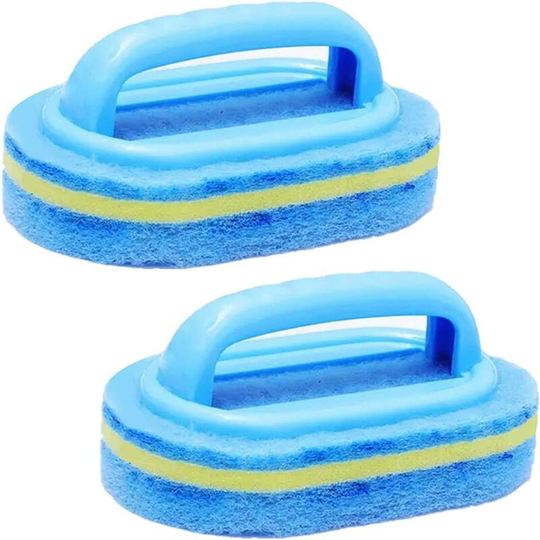 2Pcs Cleaning Brush,Bathroom Cleaning Sponge,Cleaning Sponge for Kitchen Bathtub Bath Toilet Wall Floor Tile Scrub Brush with Handle