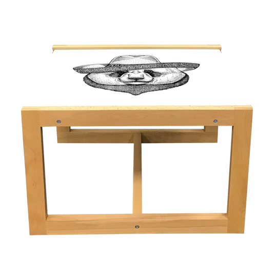 Panda Coffee Table, Portrait Art Of A Single Panda Wearing A Traditional Mexican Hat, Acrylic Glass Center Table With Wooden Frame For Offices Dorms C