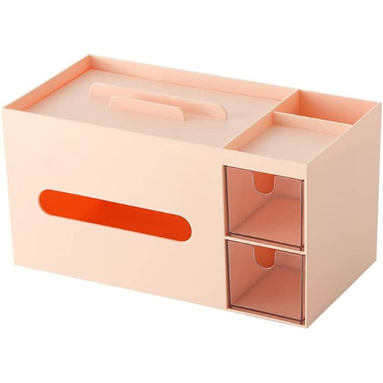 Rectangular Tissue Box Cover with Storage,9.17 x 4.72 Inch Paper Towel Holder with Storage(red)