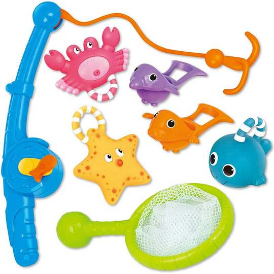 Bath Toy, Fishing Floating Squirts Toy and Water Scoop with Organizer Bag(8 Pack),Fish Net Game in Bathtub Bathroom Pool Bath Time for Kids Toddler