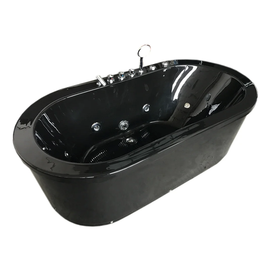 Cancun Whirlpool Bath Tub Acrylic Modern Freestanding Bath Tub 185 x 95 Cm Black