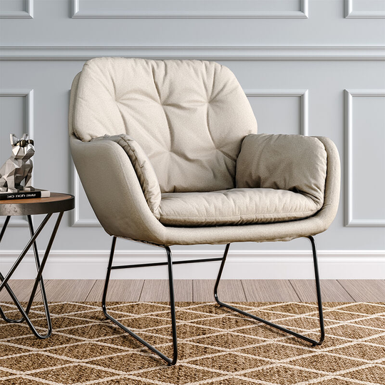 Dutch Velvet Metal Legs Leisure Armchair,White - Livingandhome