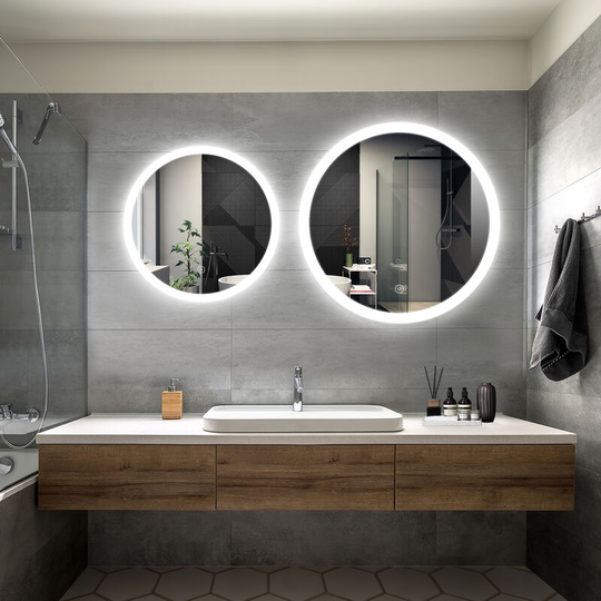 Bathroom led Mirror Modern Wall Mounted Round Bathroom Mirror 600x600mm Acrylic Frame + 800x800mm Acrylic Frame Both with Demister Pad - Elegant