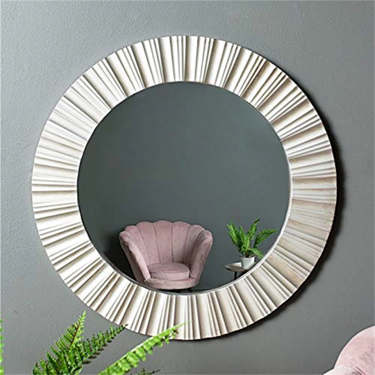 Ornate Round Silver Wall Mirror
