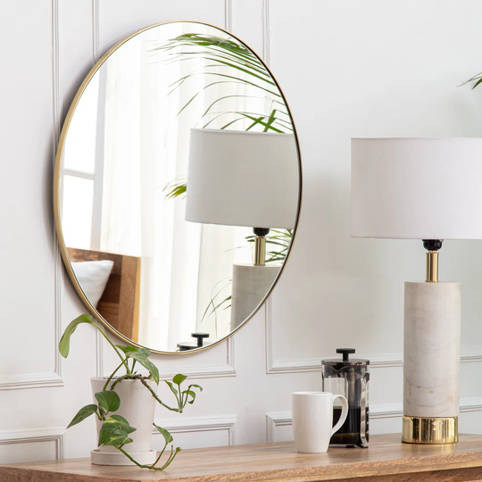 Sebastianne Round Metal Framed Wall Mounted Accent Mirror