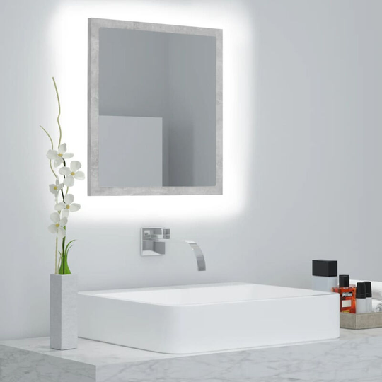 Led Bathroom Mirror Concrete Grey 40x8.5x37 cm Chipboard