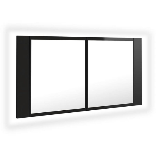 Vidaxl - led Bathroom Mirror Cabinet High Gloss Black 90x12x45 cm Acrylic Black