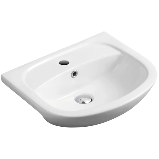 Kiyuana White Ceramic U-Shaped Wall Mount Bathroom Sink with Overflow