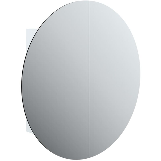 Bathroom Cabinet with Round Mirror&LED White 54x54x17.5 cm Vidaxl White