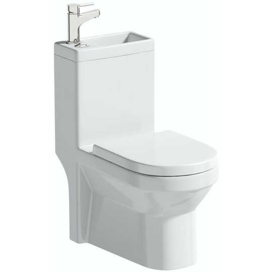 Wharfe compact all in one toilet and basin unit with tap and waste - White - Orchard