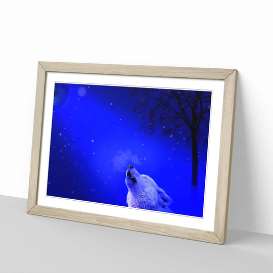 'Howling White Wolf' Framed Graphic Art