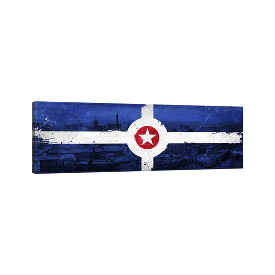 Vintage Indianapolis City Flag - Wrapped Canvas Panoramic Graphic Art