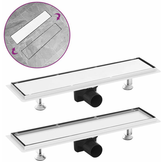 Shower Drain with 2-in-1 Cover 53x14 cm Stainless Steel