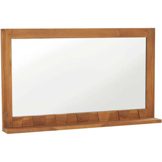 Wall Mirror with Shelf 100x12x60 cm Solid Teak Wood - Brown