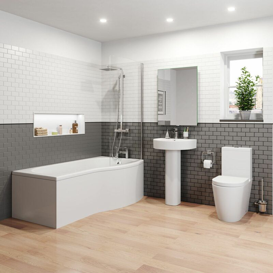 Bordeaux p Bathroom Suite - Right Hand - White