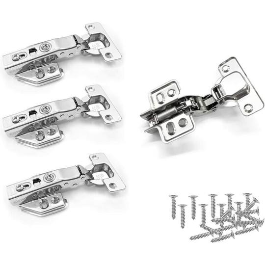 4 pieces] Spring hinges, standard hinges with an angle of 90 °, integrated damping hinges, hinges for cabinet doors and screw-in interior hinges
