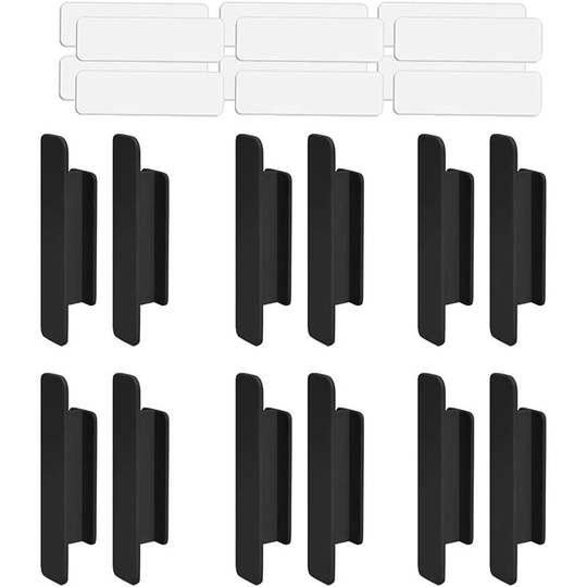 Groofoo - 12 Pieces Plastic Door Handle, Self Adhesive Handles, Sticky Door Handle, for Window Door, Drawer, Cabinet, Fridge, Stick On Handles for