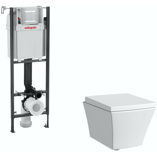 Mode - Austin wall hung toilet inc soft close toilet seat and wall mounting frame with push plate cistern - White