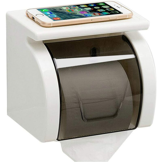 Durable adhesive roll holder, without drilling, bathroom fixtures, with waterproof and dustproof cover