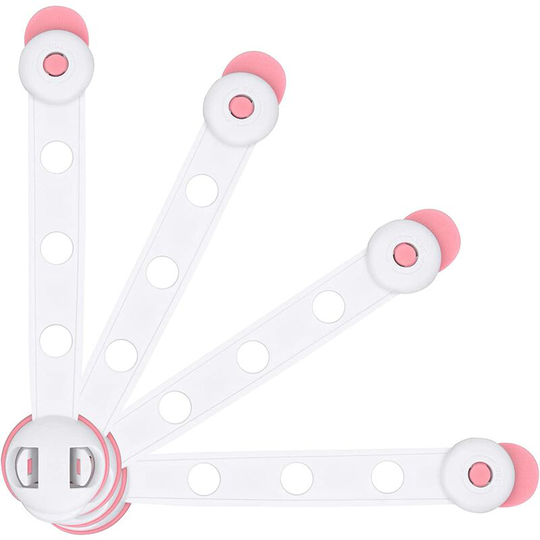 Child Safety Cupboard Doors,4 PCS Baby Safety Latches,Baby Door Stopper Safety Lock for Drawer,Door,Cabinets,Fridge,Toilet(pink)