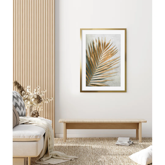 Golden Palm Leaf No.1 - Picture Frame Graphic Art