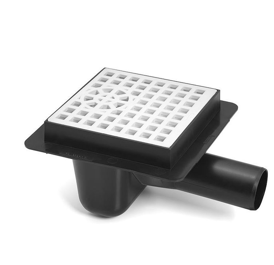 Sewerage Plastic Floor Ground Drain with White Square Pattern Grid 50mm Pipe Diameter