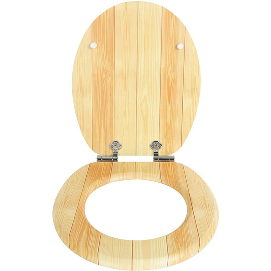 Soft Close Toilet Seat Bathroom Oval Shape wc Heavy Duty Seats Anti Slam Light Wood Grain - Light Wood Grain - Woltu