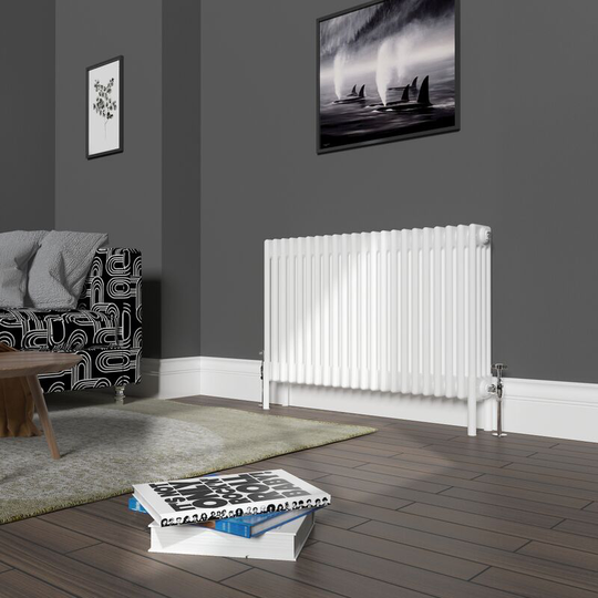 NRG - Traditional 4 Column Radiator Cast Iron Style Heating Rads Horizontal White 600x1010mm