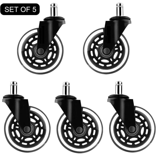 Homfa - 5x Office Chair Rubber Replacement Castors Wheels Black, Quiet Rolling and Safe for Hardwood Floors, Laminate, Carpet, and Tile About this