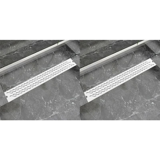 Linear Shower Drain 2 pcs Wave 830x140 mm Stainless Steel VD18851 - Hommoo