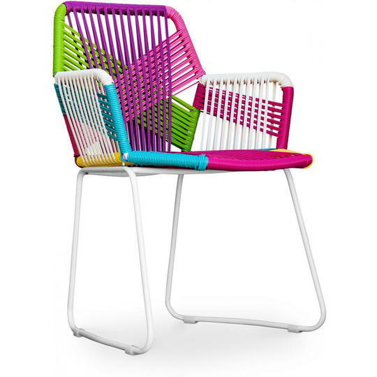 Frony Garden armchair - White Legs Multicolour Synthetic Rattan, Steel, Metal, PP - Multicolour