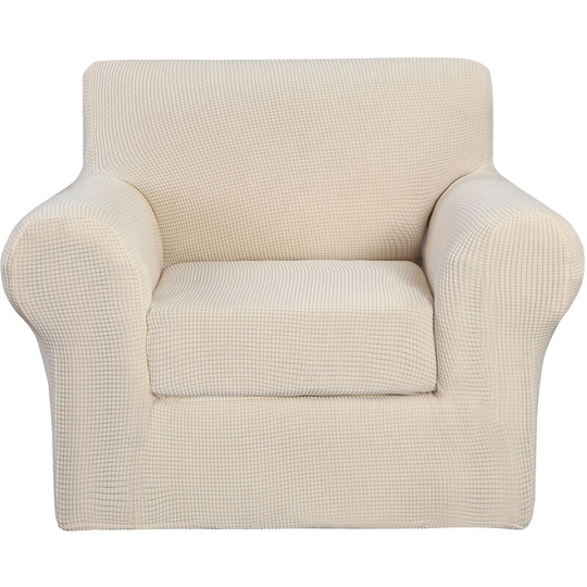 2-piece Set Elastic Stretch Sofa Armchair Cover Solid Color Couch Slipcover beige 90-140cm 1Seat
