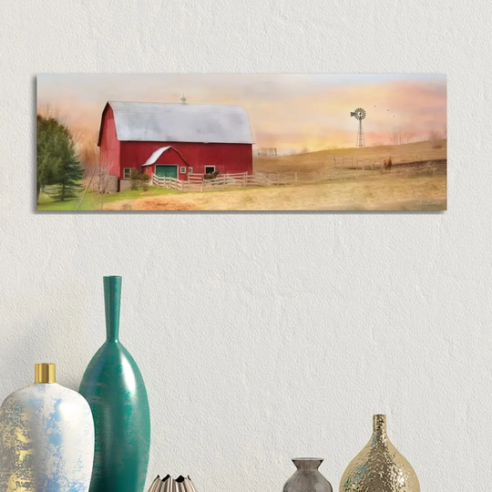 Horse Farm by Lori Deiter - Panoramic Graphic Art on Canvas