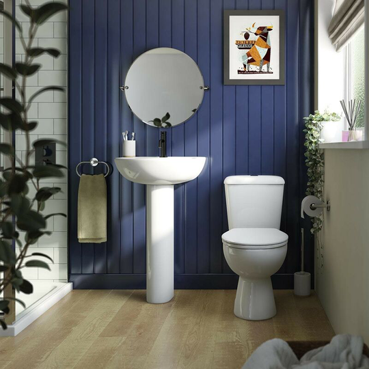 Ii close coupled toilet suite with full pedestal basin 530mm - Clarity