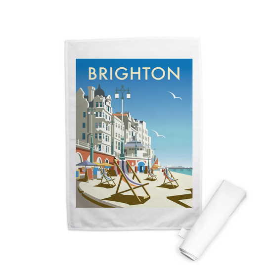Brighton Beach, East Sussex Tea Towel
