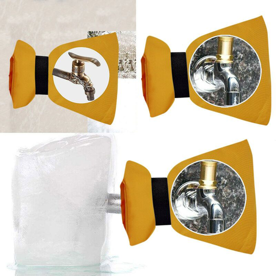 2pcs Faucet Protection Cover Winter Outdoor Water Outlet Water Insulation Frost Protection Cover Yellow