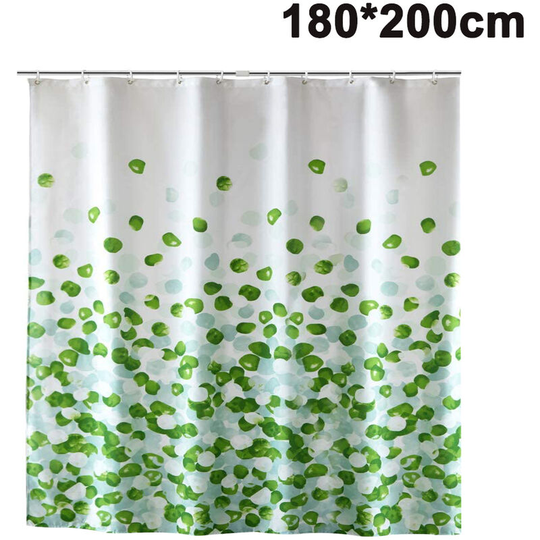 Shower Curtain Waterproof Anti-mold Shower Curtain Made of Polyester Fabric. Washable Bathtub Curtain with 12 Shower Curtain Rings Green 180x200cm
