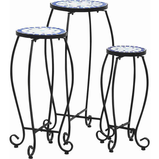 Topdeal Mosaic Tables 3 pcs Blue and White Ceramic VDTD30064